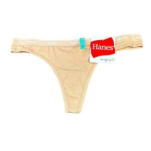 Hanes Originals Women's Size Small Panty Thong Beige New With Tags